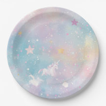 Assiette d'anniversaire licorne