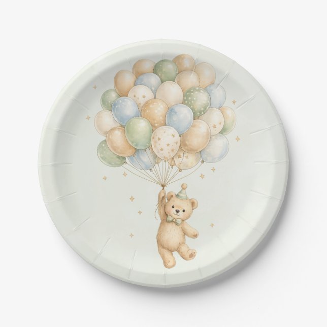 Assiette d'anniversaire Ours en peluche (Devant)