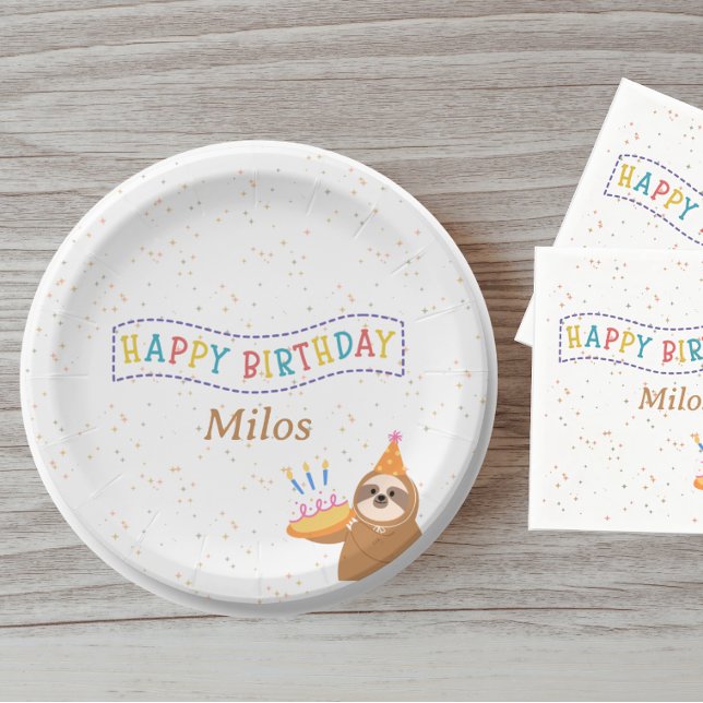 Assiette d'anniversaire personnalisée Design de fê (Créateur téléchargé)