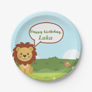 Assiette d'anniversaire personnalisée Lion pour en