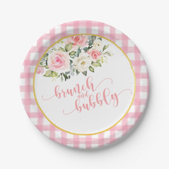 Assiette de Baby Shower Brunch & Bubbly - Texte Ro (Devant)