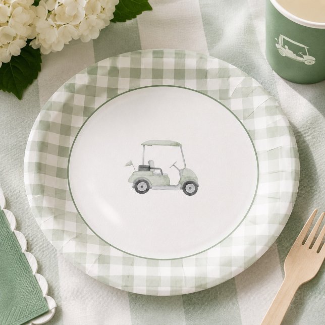 Assiette de baby shower de golf vert sauge (Créateur téléchargé)