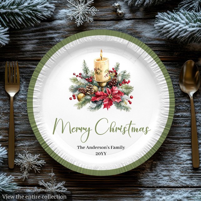 Assiette de couronne de Noël aux couleurs neutres  (Elegant Boho Neutral Colors Christmas Wreath Plates)