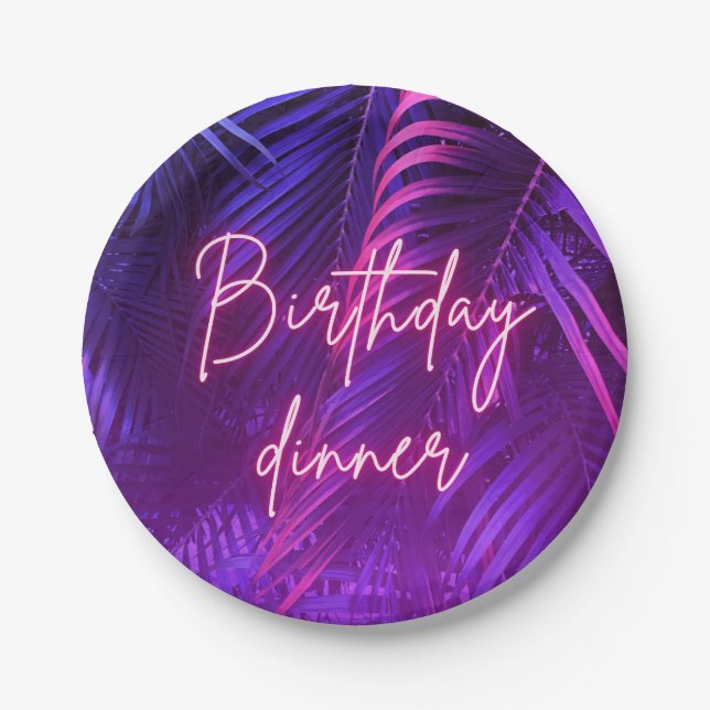 Assiette de dîner d'anniversaire feuille de palmie (Devant)