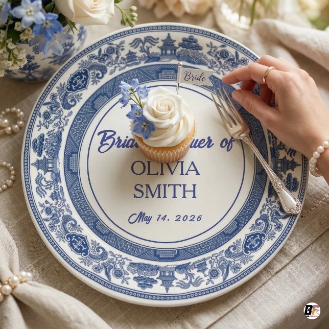 Assiette de douche de mariée personnalisée Bleu Sa (Créateur téléchargé)
