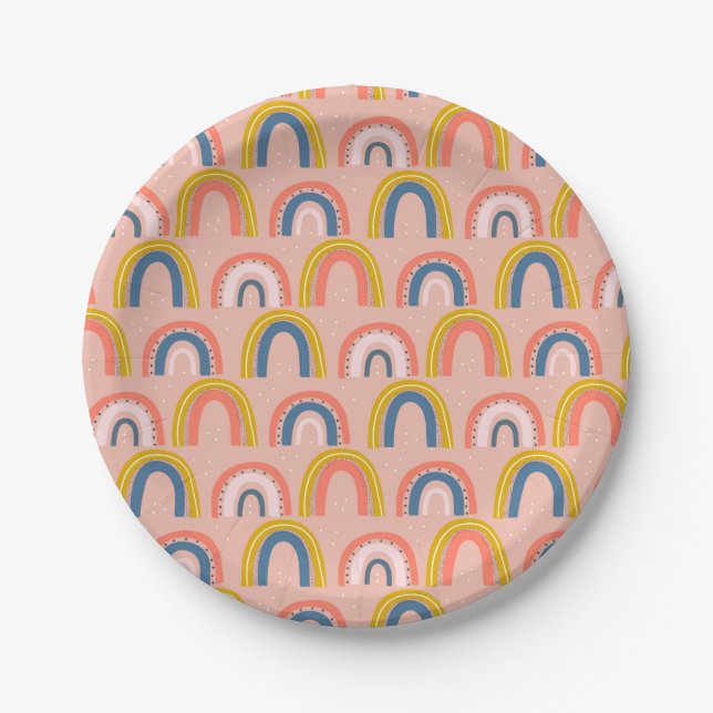 Assiette de fête d'anniversaire arc-en-ciel (Devant)