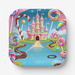 Assiette de fête d'anniversaire Candyland
