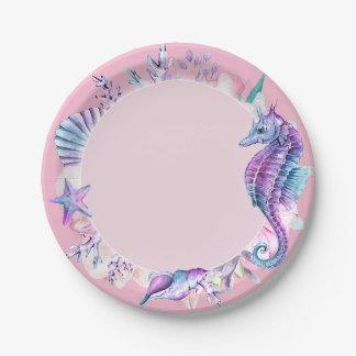 Assiette de fête d'anniversaire Cheval Marin ou Si