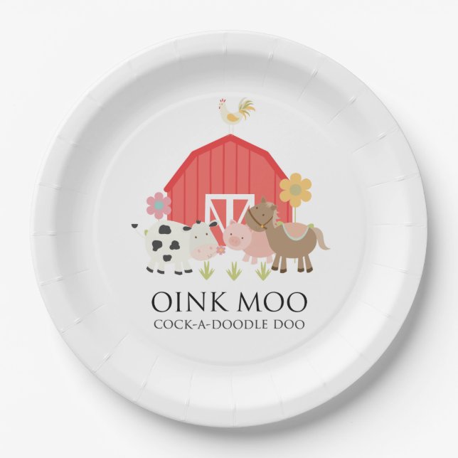 Assiette de fête d'anniversaire d'animaux de ferme (Devant)