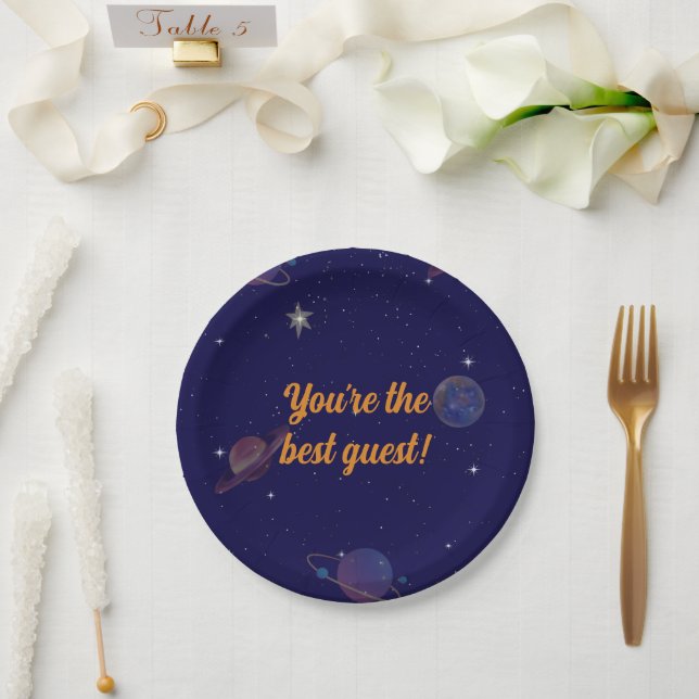 Assiette de fête d'anniversaire dans l'espace | Vo (Mariage)