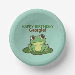 Assiette de fête d'anniversaire de grenouille vert