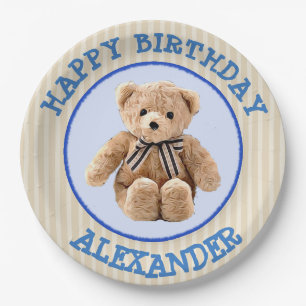 Assiette de fête en forme d'ours en peluche bleu e