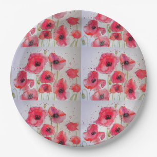 Assiette de fête en papier à motif de fleur de pav