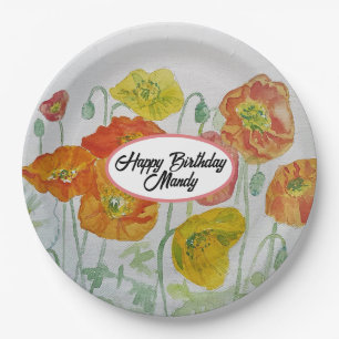 Assiette de fête en papier à motif de fleur de pav