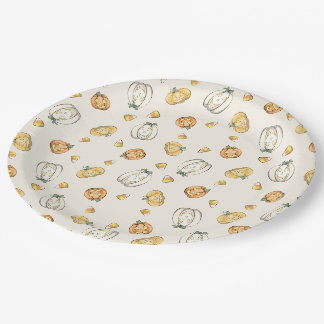 Assiette de fête en papier Citrouille Patch
