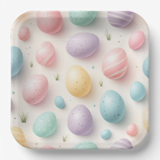 Assiette de fête en papier œuf pastel