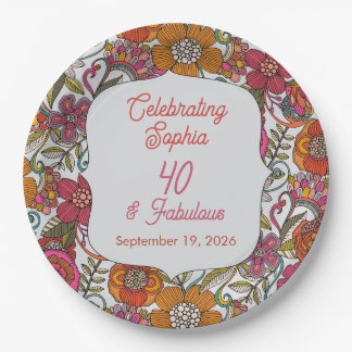 Assiette de fête florale 40e anniversaire