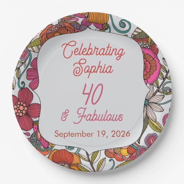 Assiette de fête florale 40e anniversaire (Devant)