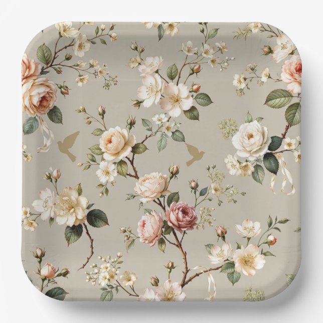 Assiette de fête florale LoveBird (Recto)