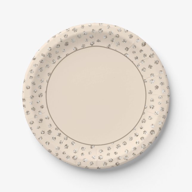 Assiette de fête glamour et scintillante pêche (Devant)