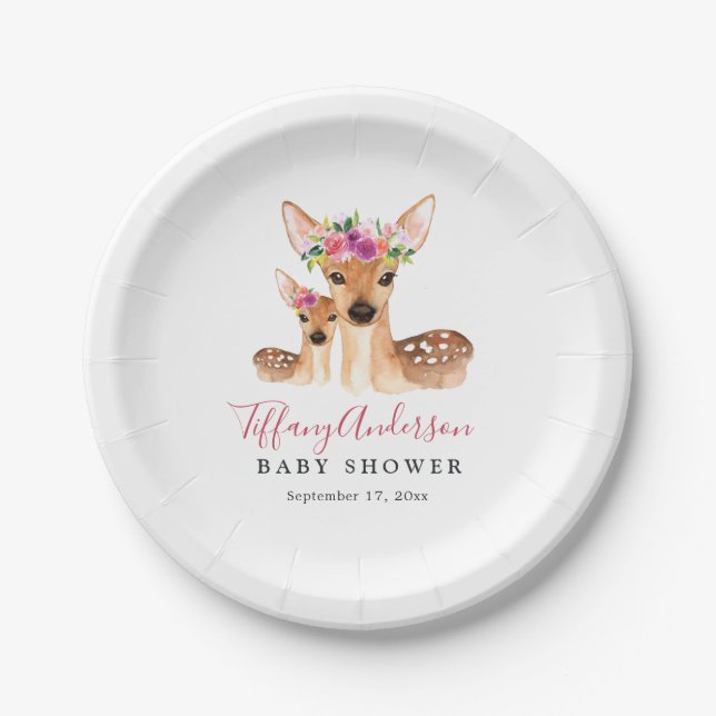 Assiette de fête prénatale Fleur de Maman et Bébé  (Devant)