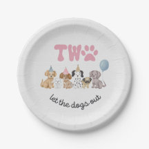 Assiette de fête Rose Deux Laissez les chiens sort