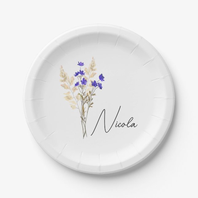 Assiette de fleurs à nom personnalisé, Fleur de na (Devant)