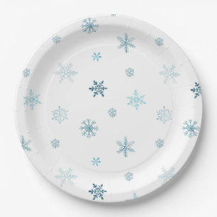 Assiette de Noël aux flocons de neige aquarelle