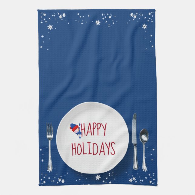 Assiette de Noël avec serviette de cuisine bonhomm (Vertical)