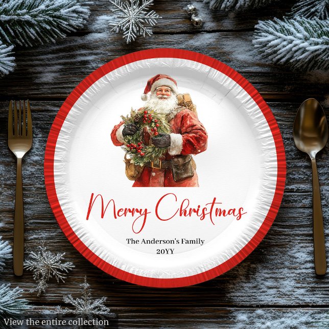 Assiette de Noël classique moderne et confortable  (Classic Santa Claus Modern Cozy Christmas Plate)