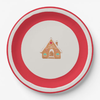 Assiette de Noël Maison en pain d'épices Rouge