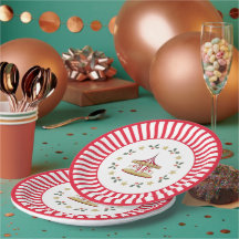 Assiette de Noël manège Rouge et Blanc