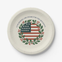 Assiette de Noël Militaire Nos Héros à la Maison p