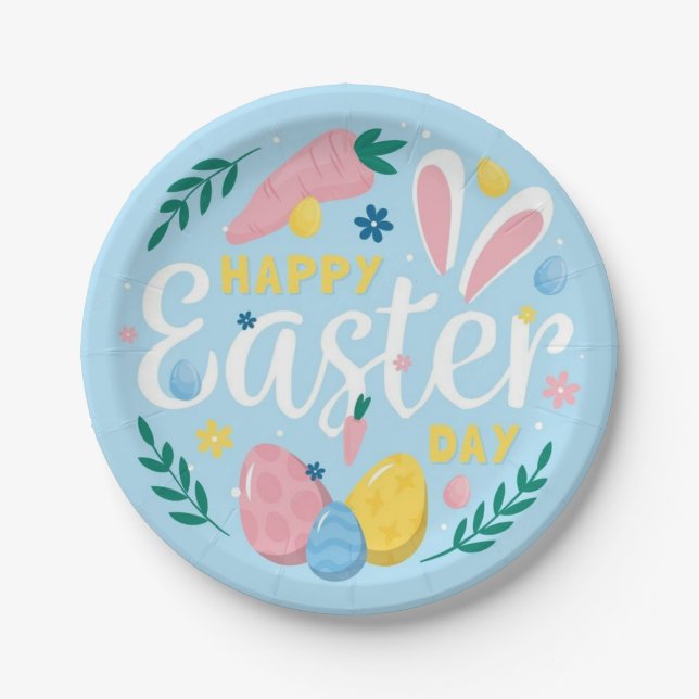 Assiette de Pâques mignonne – Lapin de printemps e (Devant)