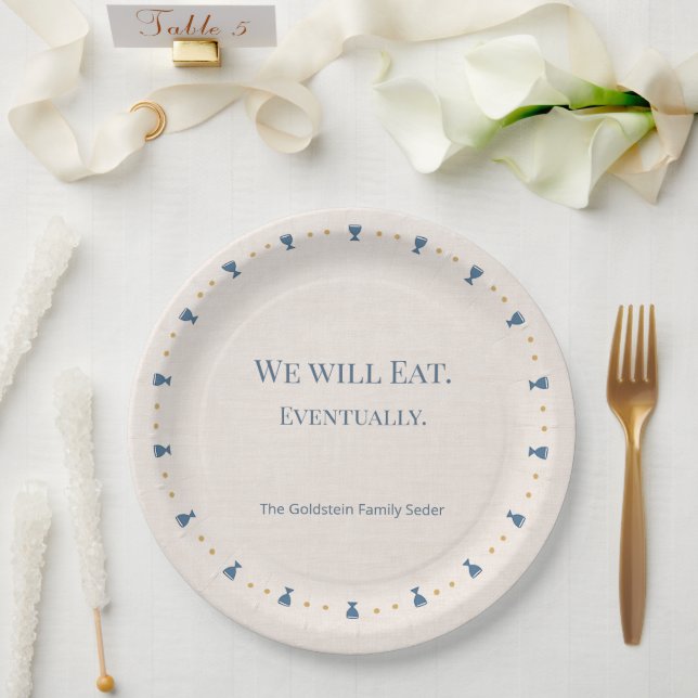 Assiette de Seder de Pâque personnalisée avec nom  (Mariage)