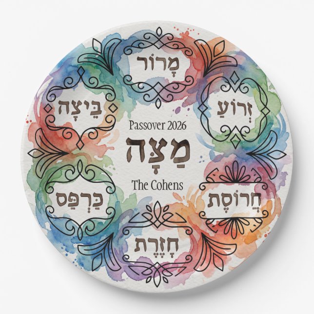 Assiette de Seder de Pâque personnalisée Dîner de  (Devant)