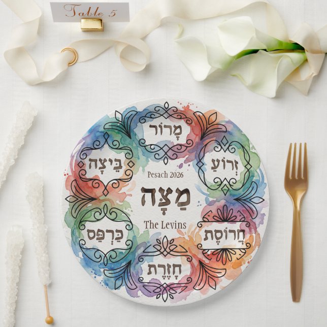 Assiette de Seder de Pâque personnalisée pour tous (Mariage)