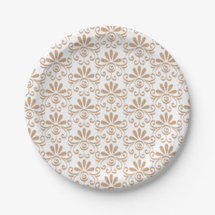assiette décorative avec un motif floral beige