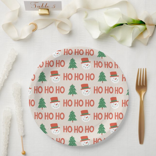 assiette en carton HO  HO  HO (Mariage)
