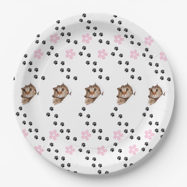 Assiette en carton petit chaton (Devant)