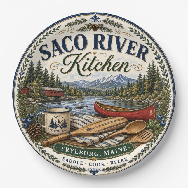 Assiette en melamine Saco River Fryeburg Maine Cui (Devant)
