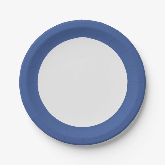 Assiette en papier à bordure bleue classique – Per (Devant)