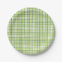 Assiette en papier à carreaux verts | Fête d'été à