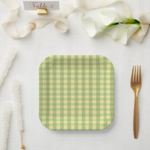 Assiette en papier à carreaux vichy gingham été ci