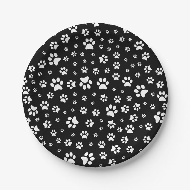 Assiette en papier à empreintes de pattes de chien (Devant)