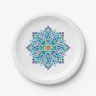 Assiette en papier à motif arabe coloré