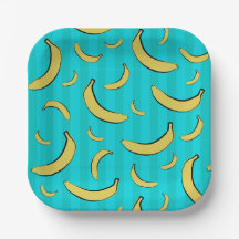 Assiette en papier à motif de banane