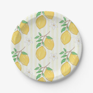 Assiette en papier à motif de citron pour pique-ni