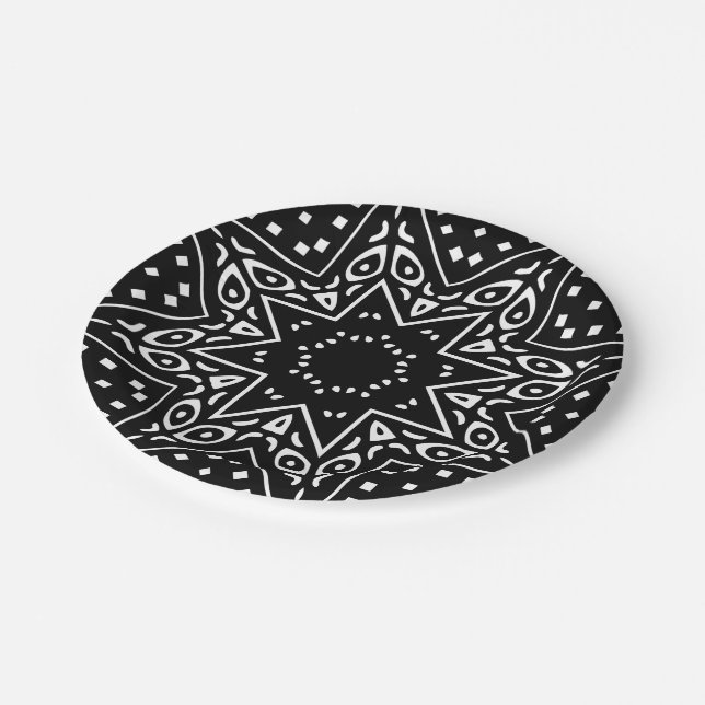 Assiette en papier à motif de mudcloth moderne (Angle)