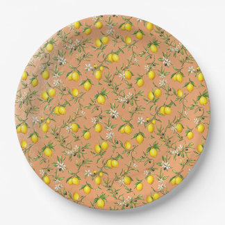 Assiette en papier à motif fleur de citron en terr